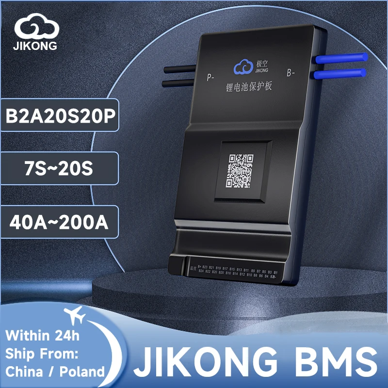 JKBMS-Balance de pipeline, équilibreur actif de courant, Lifepo4, Eddie ion Lto 7S-20S, 200A, BT RS485, LilJikong Smart BMS, entrepôt en Pologne