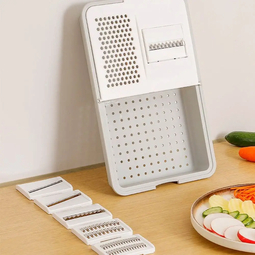 

Versatile Manual Vegetable Slicer With Storage Tray Meal Prep Kitchen Gadget Handheld Time-Saving Carrot Shredder Home Cooking