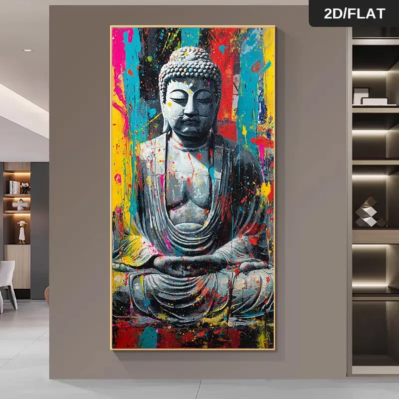 1pc 2D Flat 2D Flat 1pc 27.56*55.12 Inches/70 cm*140cm Modern Abstract Frameless Color Abstract Painting Print Art Wall Art Canv