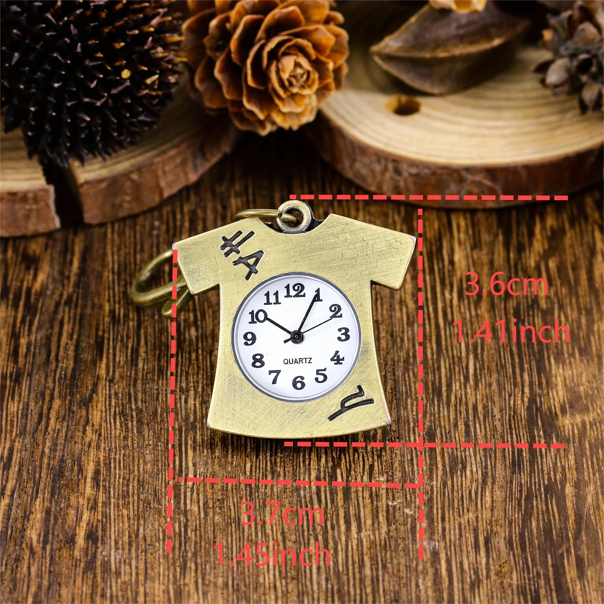 تي شيرت بسلسلة مفاتيح بأكمام قصيرة ، ساعة معلقة ، قلادة صغيرة للرجال ، قلادة نسائية ، طراز عتيق