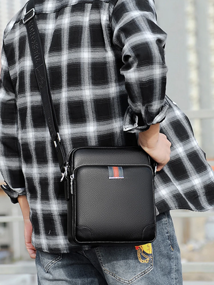 

Men's Casual Leather oulder Bag Small Size Crossbody Bag Faion Busin Sle Top Layer Cowhide Simple Design Leisure