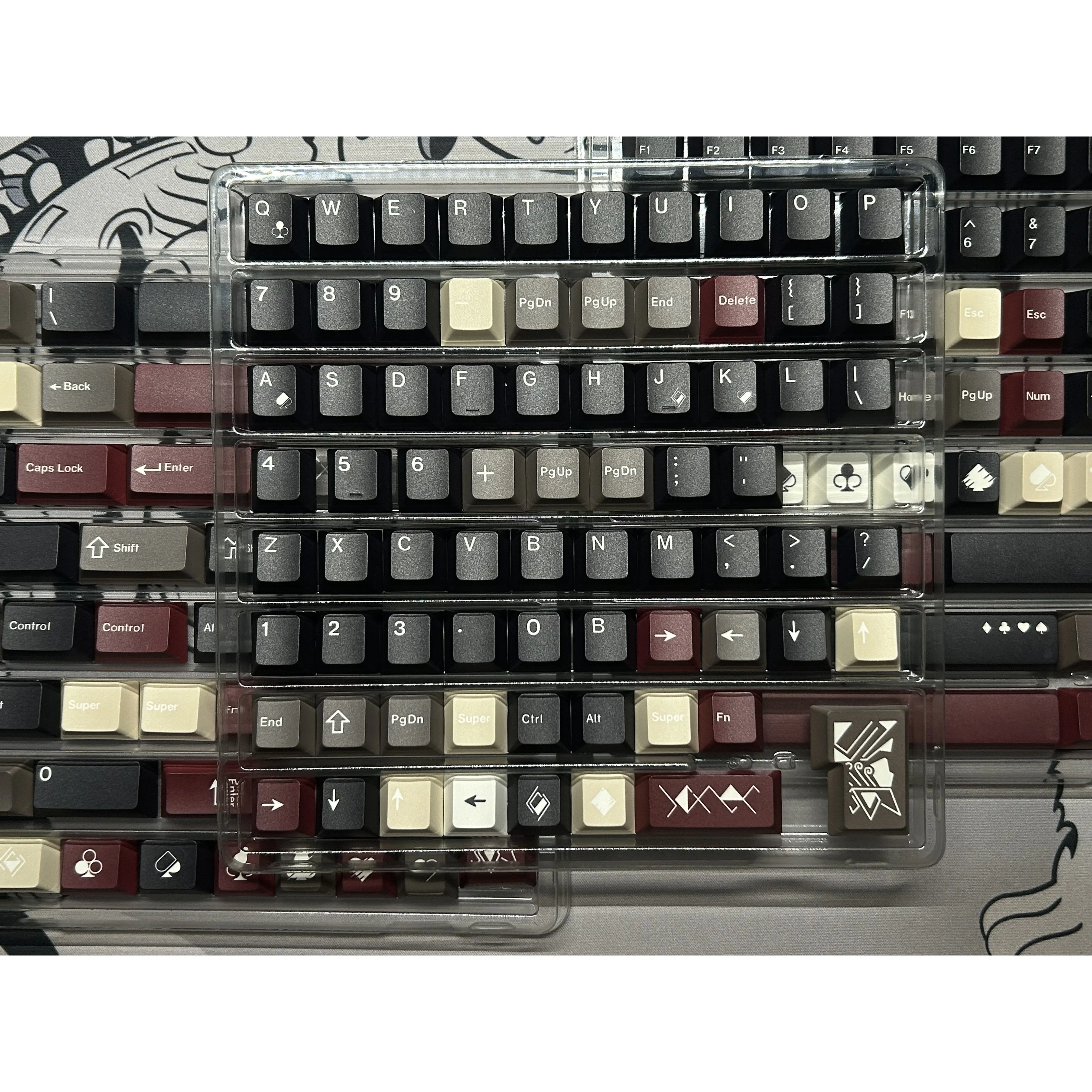 MWK Poker2 R2 Keycaps Black Red Color PBT Dye Sublimation Cherry Height for Mechanical Keyboard AULA F75 Ajazz Ak820Pro Game PC