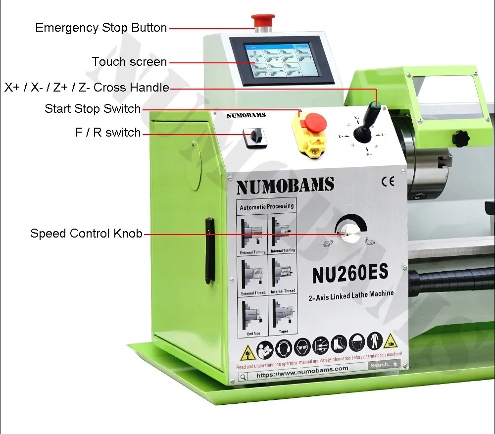 Numobams NU260ES Heavy Duty Horizontal Lathe Machine Electronic Control 700mm 220V High Safety Level High Productivity