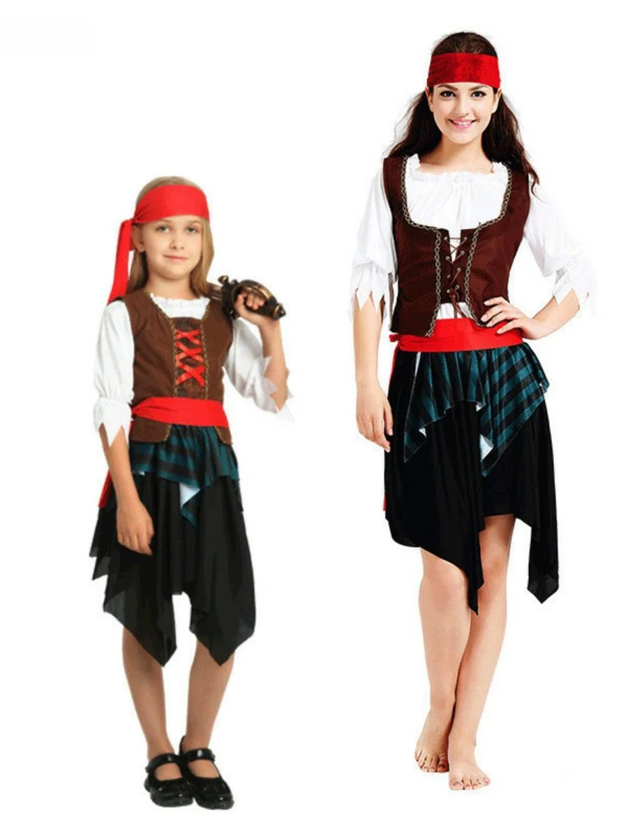 Stroje Piratów z Karaibów na Halloween, przebrania, stroje sceniczne, stroje narodowe, moda damska, wiosna, materiał poliestrowy