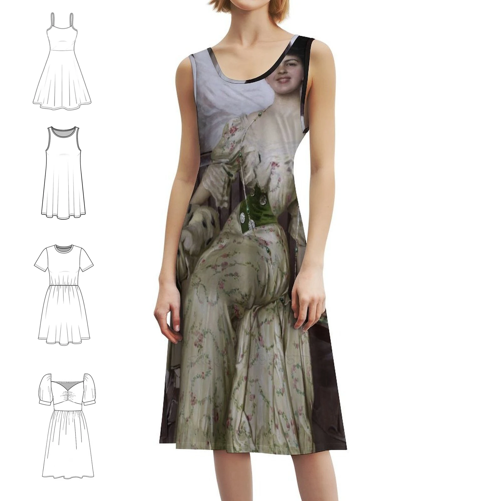 

Vittorio Matteo Corcos-портрет Contessa Nerina, винтажное богемное платье с пышными рукавами или варианты без рукавов для женщин, платье