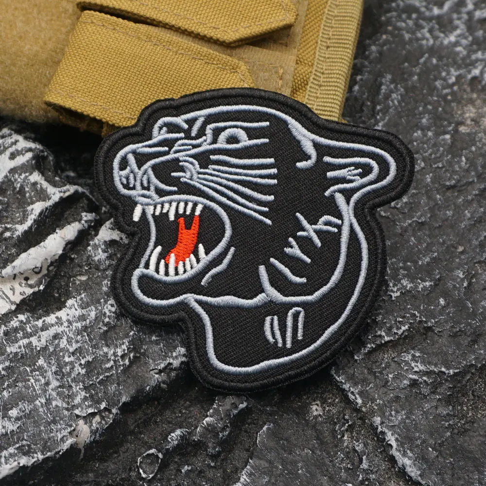 A fierce cheetah Embroidered Patch with Iron-On Backing, Sewable/Ironable Applique for Clothing and Accessories