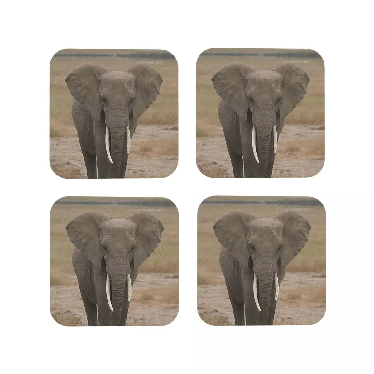 All Ears Elephan Coasters Kitchen Placemats Non-slip Insulation Cup Coffee Mats For Decor Home Tableware Pads Set of 4