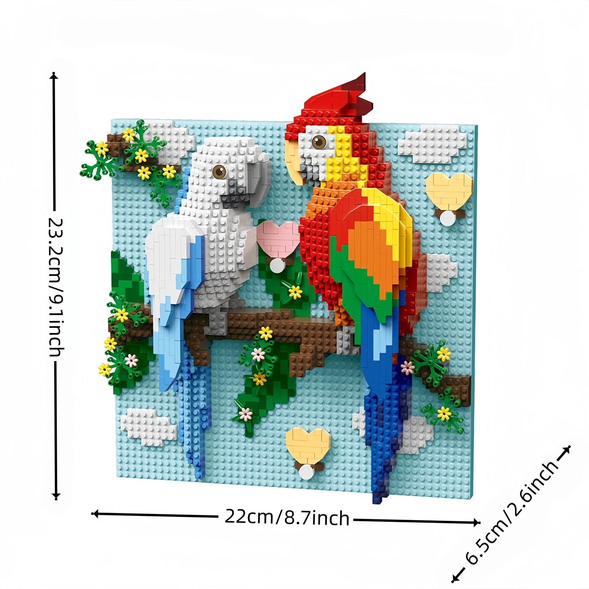 KNEW BUILT Chameleon, Parrot, kreative 3D-Tier-Wandmalerei, Mikrobausteine – DIY-Desktop-Dekoration, Puzzle-Spielzeug, Weihnachts- und Geburtstagsgeschenk – Detail 7