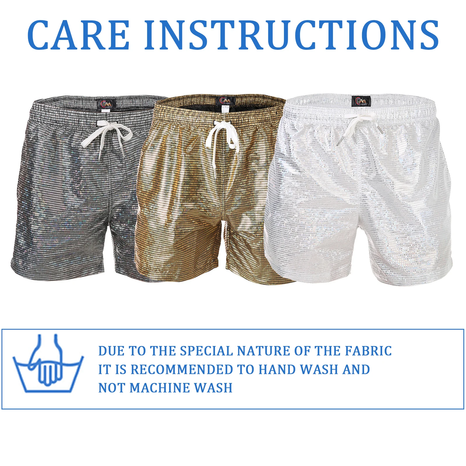 Men's Sequins Casual Loose Shorts Pocket Shiny Nightclub Dancing Boxers Gay Club Outfit Men Reflective Colorful Light Lingerie