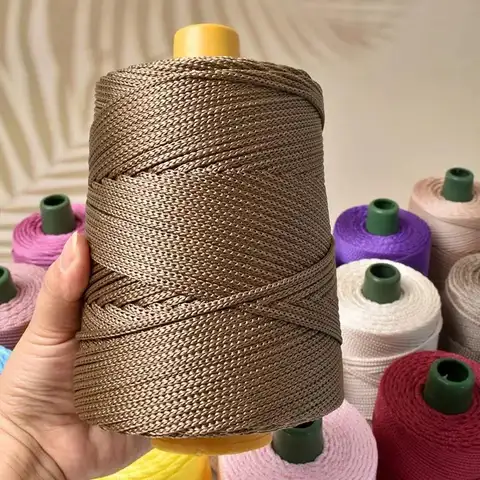 Light-Weight Ice Silk Yarn for Summer DIY Hand-Woven Sun Hat Bag Shoes Cushion Craft Rope Hollow Wool Crocheting Cushion