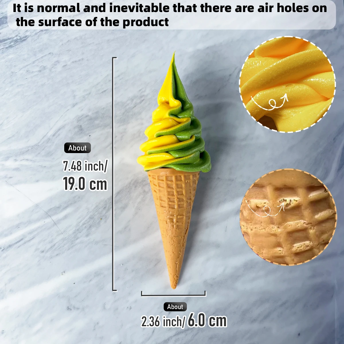 18cm Künstliche Weiche Eiscreme-Waffel, Fake Swirl Sundae Dessert, Realistische Lebensmittel-Fotografie-Requisiten für Café, Schaufenster und Küche – Detail 8