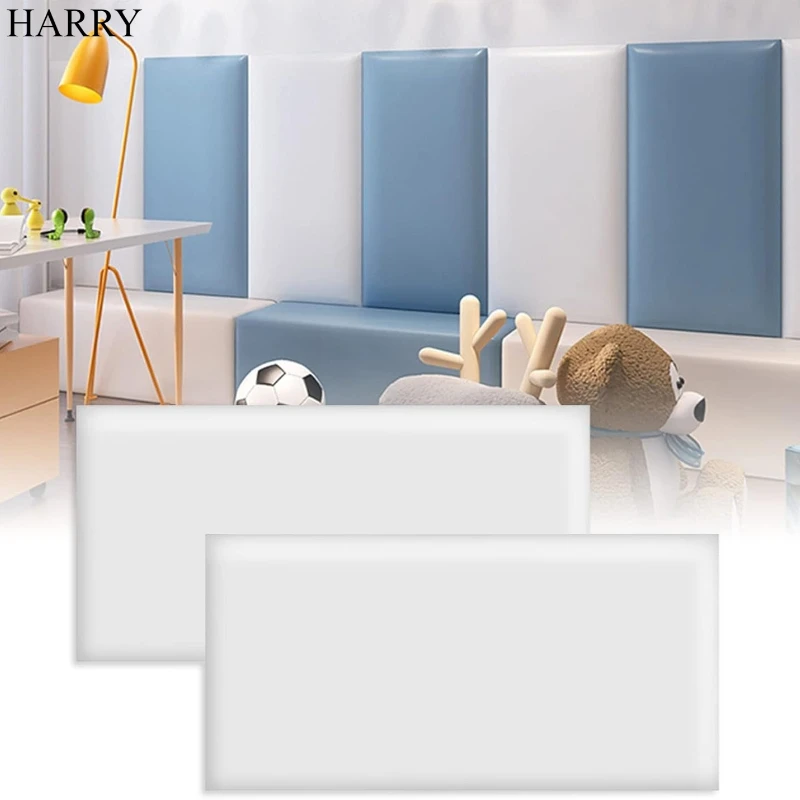 

Anti Collision Self Adhesive Wall Sticker Rectangular Soft Package Solid Color Waterproof Wallpaper Living Room Kitchen TV