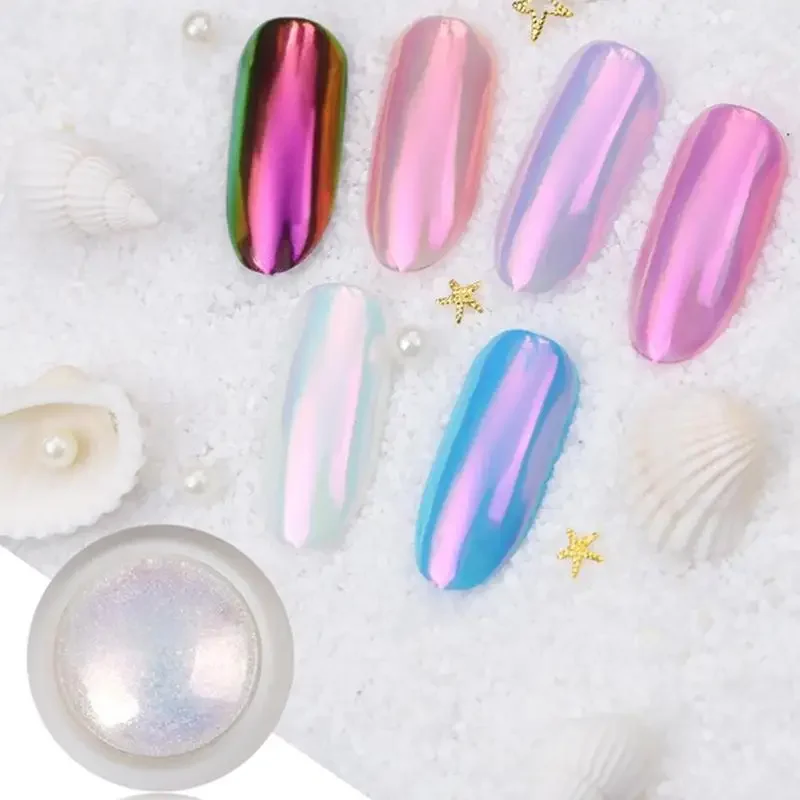 Holografische Nagel Glitter Poeder Aurora Pigment Nail Art Regenboog Kleur Neon Effect Diy Decoraties Spiegeleffect Nagel Tool