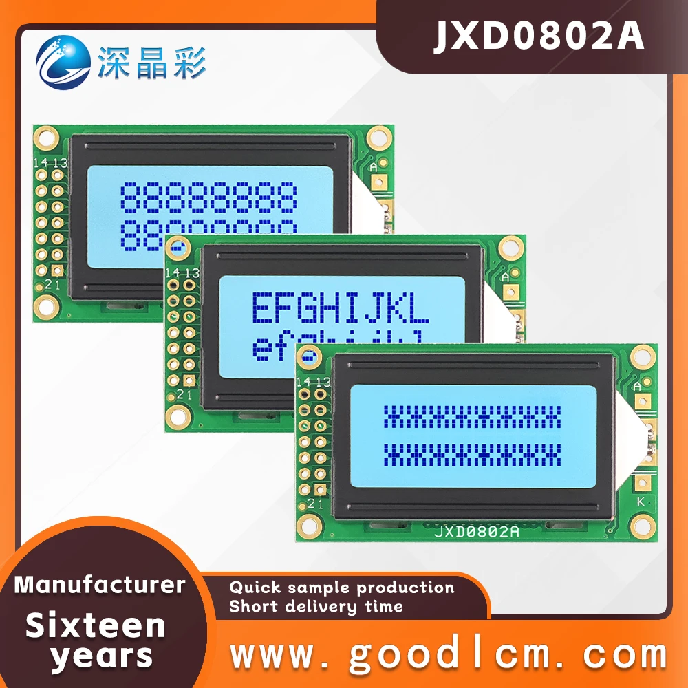 

manufacturer 0802 small-sized character dot matrix screen JXD0802A STN grey Positive High brightness Russian language LCMmodule