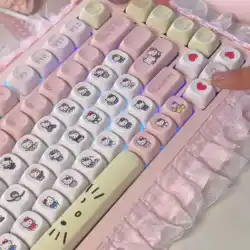 Kawaii Cute Sanrio Hello Kitty Pink Themed Keycaps MOA Cherry Profile Original Translucent PBT Cartoon MX Switch Keyboard Keycap