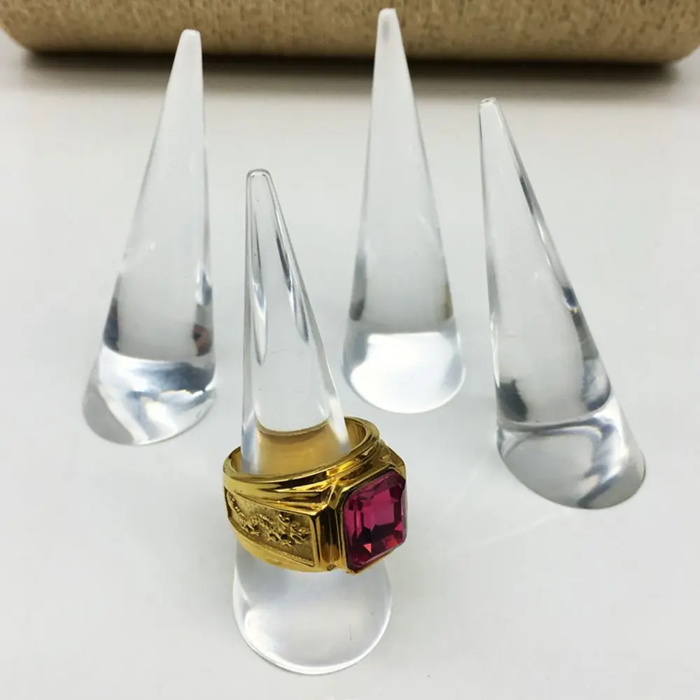 

2pcs Fashion Plastic Clear Acrylic High-Grade Cone Ring Rack Ring Holder Transparent Jewelry Display Ring Display Cone Shape