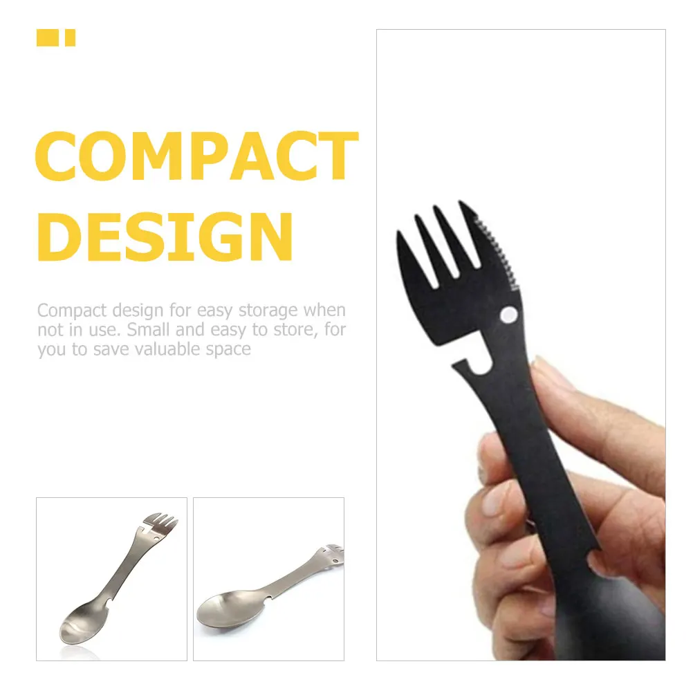

4 Pcs Stainless Steel Cutlery Camping Spork Set Bbq Fork Spoon Space-saving Utensils Preparation Sporks Multi-function Survival