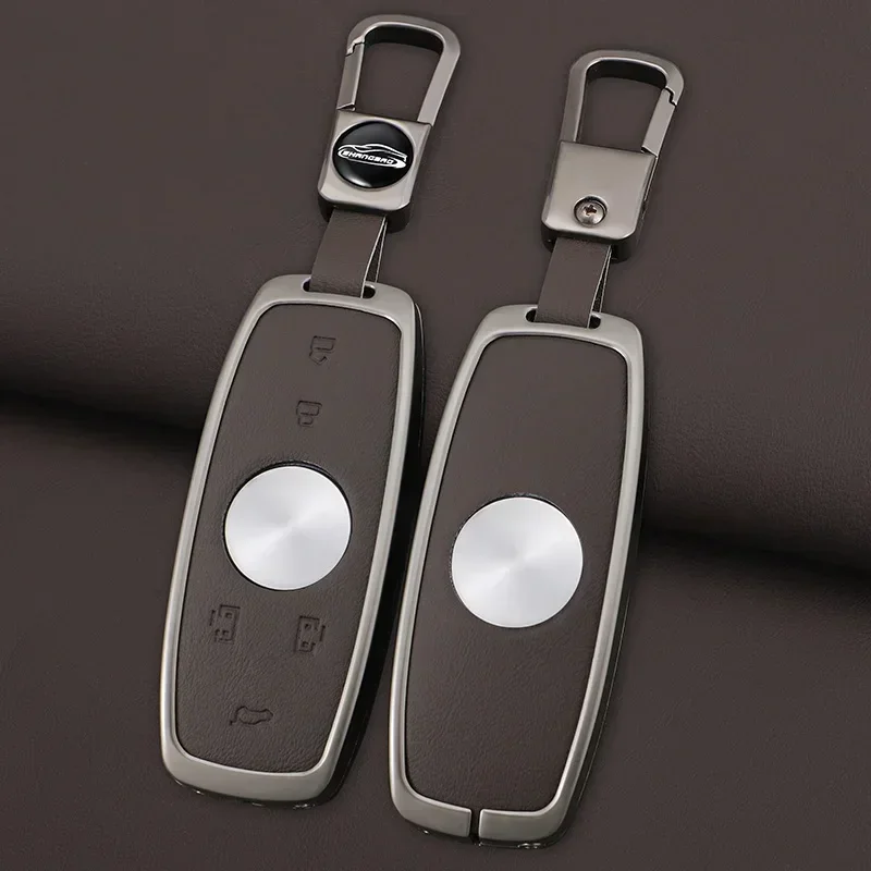 

4 5 Button Leather Alloy Keychain Key Case Cover For MG 4 2023 Mg4 Ev MG HS GT ZS EV ZX MG5 MG6 For Roewe RX3 RX5 RX8 ERX5 I6 I5