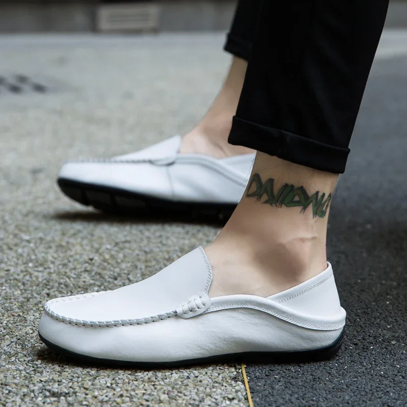 Mens Loafers Moccasins Designer Slip on Boat Shoes High Quality Chaussure Homme Plus Size 37-47 Men Casual GenuineLeather