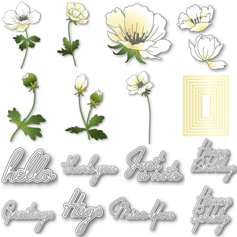Набор штампов для высечки цветов анемоны и магнолии