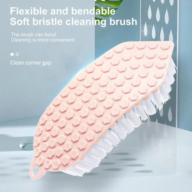 Tub Scrubber Brush Scrubber Brush Comfort Grip & Flexible Stiff Bristles Triangle Head Multipurpose Floor Cleaning V-shaped