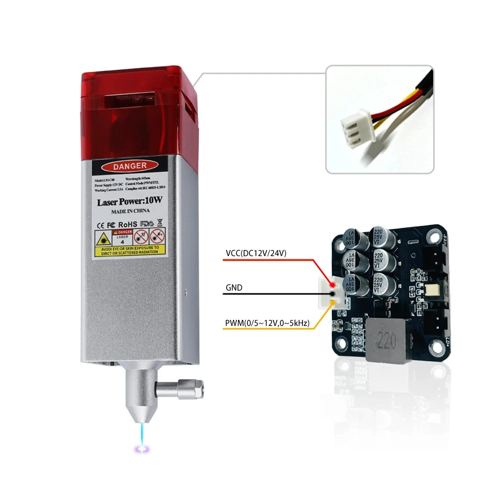 Диодный лазерный модуль синего света — 40 Вт/80 Вт для резки фанеры и гравировки металла