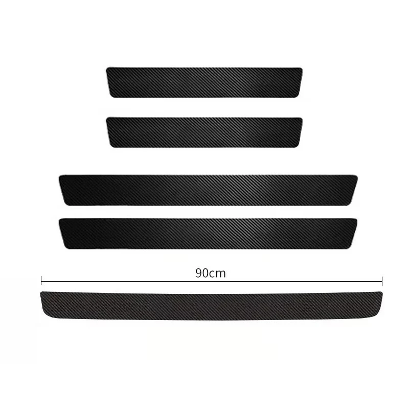 5 pcs/4 pcs set Koolstofvezel Drempel Bescherming Strip Universele Anti-kras en Anti-collision Deur decoratieve Strip Sticker