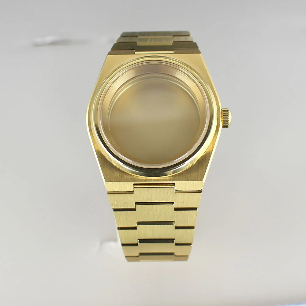 

40mm Gold Men's Watch Cases Solid Bottom Cover Sapphire For Mod PRX Super Player NH35 NH36 NH38 NH34 NH70 NH72 Watch Accessories