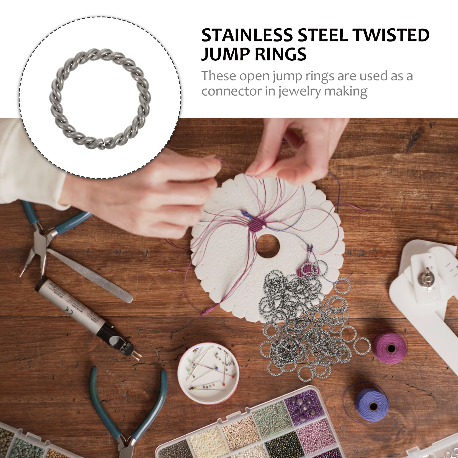 

100 Pcs Stainless Steel Jewelry Circle Decorative Jump Rings Connectors Multi-strand Anklet for Making Necklaces