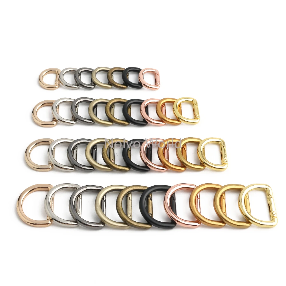 20/50/100PCS 13mm 16mm 19mm 25mm Metal Buckles Spring D Ring Keyring Clasps For Bags Shoulder Hanger Connect Hook Accessories