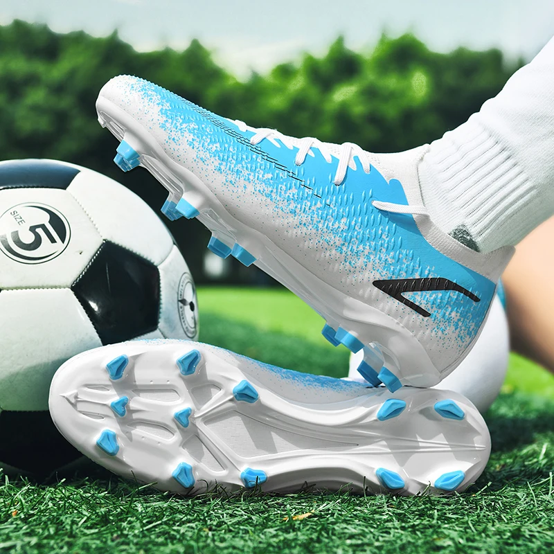 รองเท้าฟุตบอล LiXingMing สำหรับผู้ชาย สีน้ำเงิน TF/AG รองเท้าฟุตบอลสำหรับมืออาชีพ วัยรุ่น ฝึกซ้อมกลางแจ้ง รองเท้าสตั๊ดสำหรับสนามหญ้า รองเท้าฟุตบอลเด็ก ขายตรง