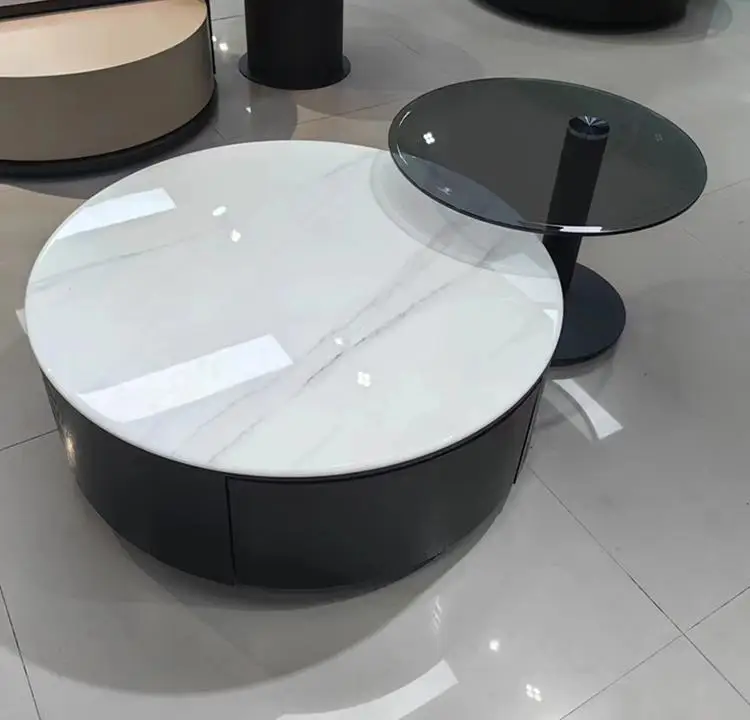 Combination Round Design for the Living Room High Quality Simple Modern White Marble Coffee Table and Tea Table