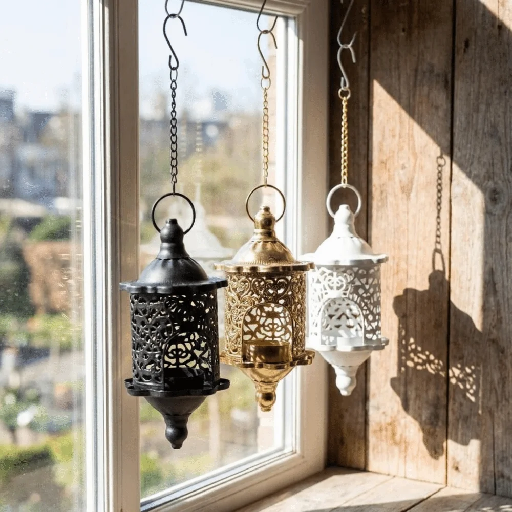 Creative Morocco French Style Hollow Birdcage Lantern Romantic Iron Hanging Candle Holder Vintage Candle Stand Dining Room