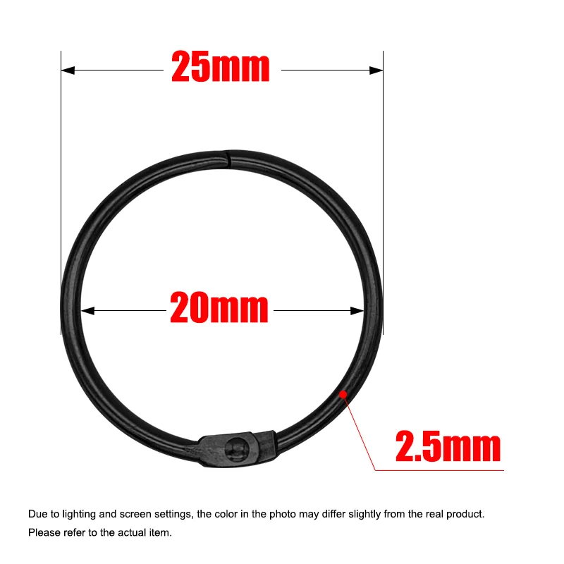 10Pcs Black 20mm Opening O-Rings for Notebook, Diary & Office Binding Supplies view 2