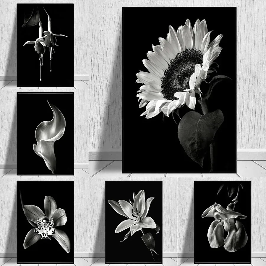 Diamond painting Black And White Flowers Sunflower Lily iris orchid picture diamond embroidery cross stitch 5D DIY mosaic decor