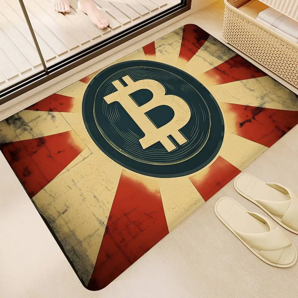 Bitcoin Bathroom Mat Anti-slip Absorb Water Long Strip Cushion Bedroon Mat Welcome Doormat