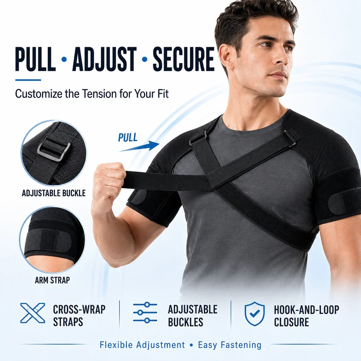 Adjustable Double Shoulder Support Brace Cross Strap Posture Corrector Breathable Back Support for Men Women Training Daily Wear view 3