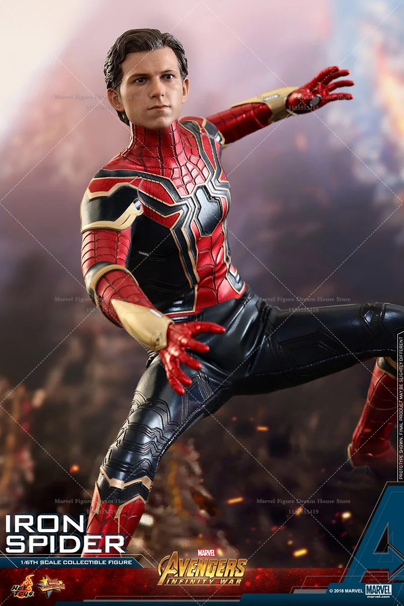 HOTTOYS MMS482 escala 1/6 Marvel Spider-Man Peter Parker Golden Spider garra de acero 12 pulgadas conjunto completo hombre figura de acción soldado