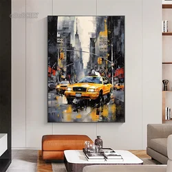 Taxi in New York City Abstract Art Canvas Painting Print Poster Wall Art Mural Pictures for Living Room Home Decoration Painting