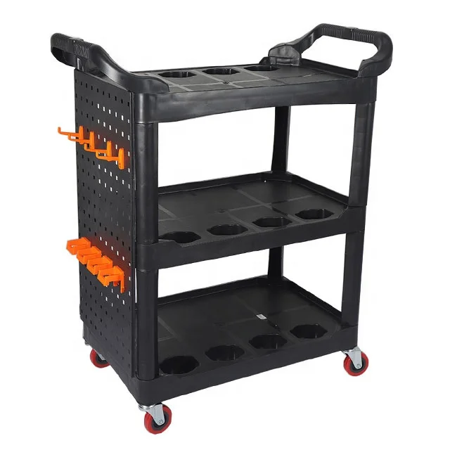 3-layer foldable service cart High load-bearing wheels folding cart