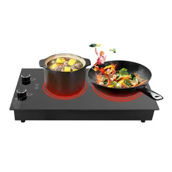 Electric Cooktop 18001200W 2 Burner Induction Hot Plate with Knob Control 10 Power Levels LED Display Black Countertop Stove fo