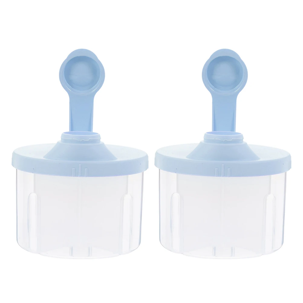 

2 Pcs Compartment Portable Milk Powder Box Formula Travel Container Sky-blue Infant Food Storage Baby
