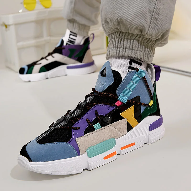 2022 Autumn Purple Mens Fashion Sneakers Large Size 46 Brethable High-top Sneakers Men Trainers Flat Mesh Sneakers Casual Men