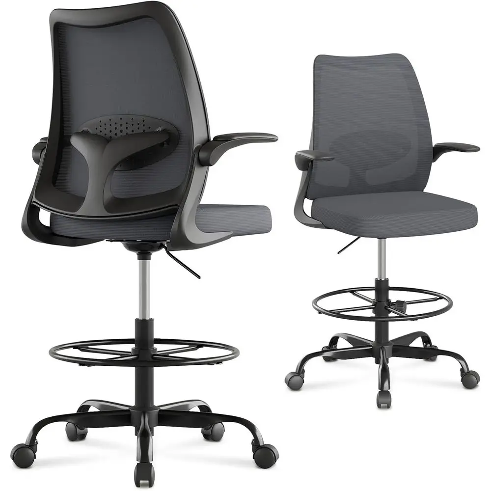 

Drating Chair,Tall Oice Chair with Adjustable ootrest Ring,Lumbar Support,Ergonomic High Desk Seat,lip-Up Armrests,Breathable Me