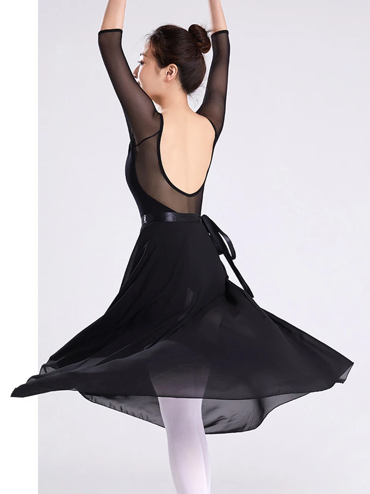 여성용 댄스 드레스, 쉬폰 발레 드레스, 여성용 댄스 랩 드레스, 넥타이 포함