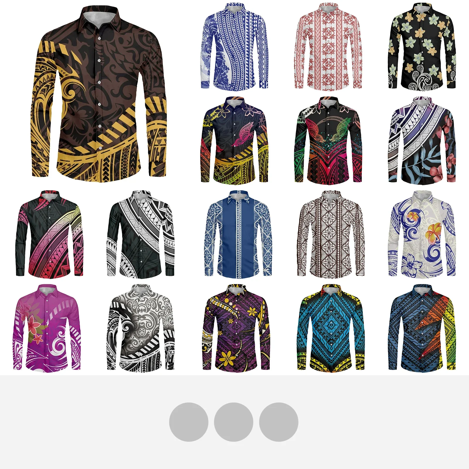 

Polynesian Tribal Guam Totem Tattoo Prints Long Sleeve Shirt Men Clothing Fashion Autumn Business Formal Wear Chemise Homme Slim