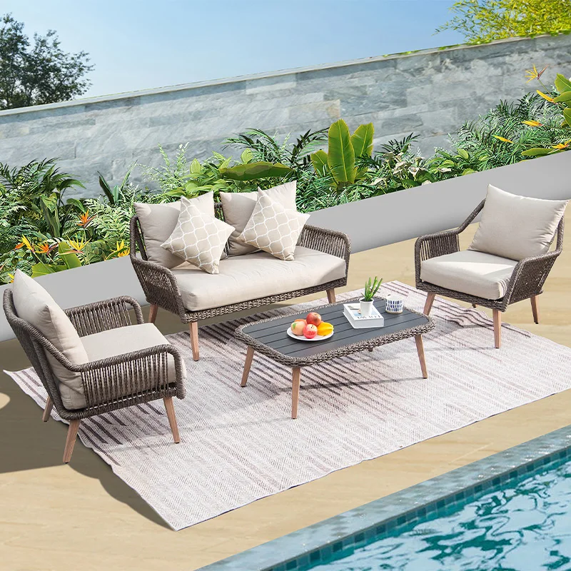 

Garden sofa villa garden aluminum alloy sofa combination sun room rattan set bed and breakfast furniture