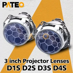 3.0 inch HID Bi-xenon Projector Headlight Lenses Retrofit For Hella G5 3R Honeycomb Etching Blue D1S D2S D3S Tuning Replacement