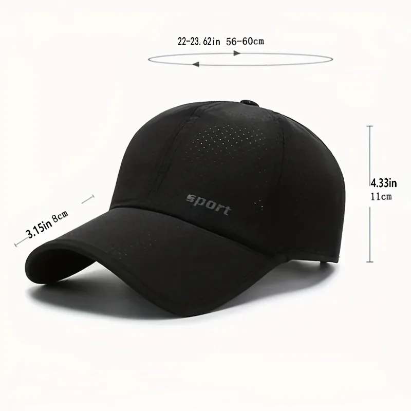 Baseballkappe für Outdoor-Aktivitäten – schnell trocknend, atmungsaktiv, weiches Oberteil, verstellbarer Riemen, kontrastfarbenes Design – Detail 1