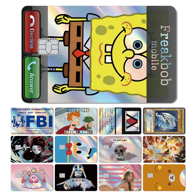 Magic Shark Laser Holographic Pokemon Pikachu Mclovin Star War Spongebob Anime Front Credit Debit Card Sticker Skin Film Cover